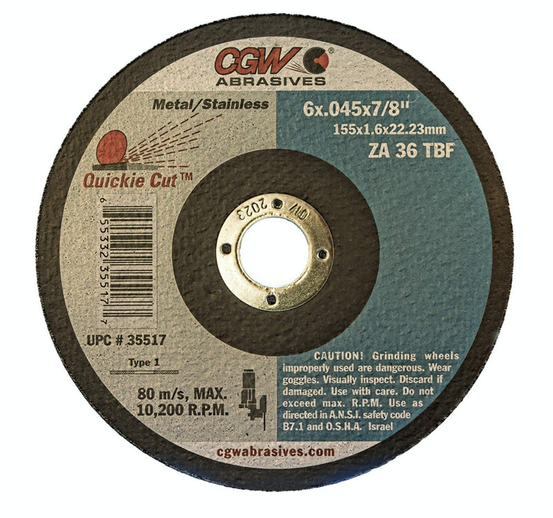 (25) Cgw 35517 Metal Cutting Wheel 6 X .045 X 7/8