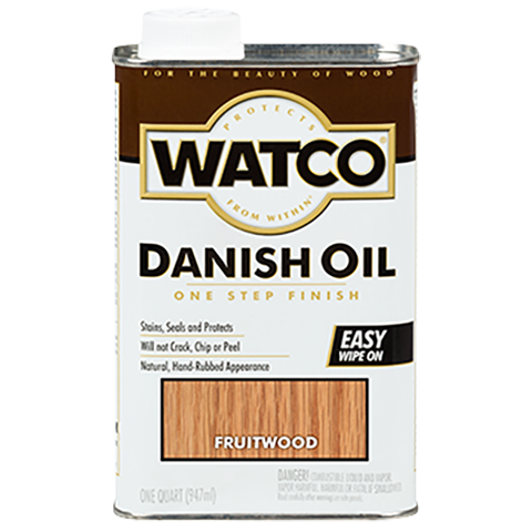 WATCO® Danish Oil is a unique blend of penetrating oil & varnish hardens in the wood, not on the wood. WATCO® Danish Oil penetrates deep into wood pores to protect from within and to enhance the natural look and feel of the wood. It creates the rich, warm