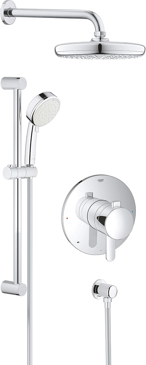 GROHE 35051001 Europlus Pressure Balance Valve Shower Set, Starlight Chrome