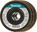 Makita T-03903-3 X-Lock 4 1 2" 60 Grit Type 29 Angled Grinding and Polishing Flap Disc X-Lock and All 7 8" Arbor Grinders, 3 pk