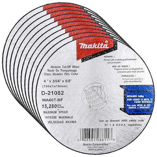 Makita 10 Pack - 4 Inch Cut Off Wheels For 4" Grinders - Aggressive Cutting For Metal & Stainless Steel