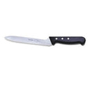 Made for slicing bread, this knife is equipped with a 7 inch, serrated edge blade. Commercial quality, it will produce clean and precise slices. It can also be used for skinning fruits and vegetables as well as carving meats such as turkey and roast beef.