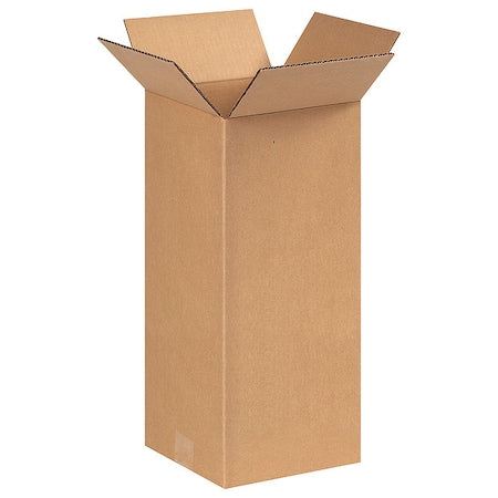 Corrugated Cardboard Tall Storage Boxes, 8" L x 8" W x 18" H, Brown/Kraft, Pack of 25, Foldable, Ships and Stores Flat