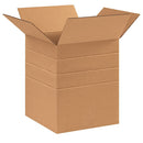 MD101012 Multi-Depth Corrugated Cardboard Box 10" L x 10" W x 12" H, Kraft, For Shipping, Packing and Moving (Pack of 25)
