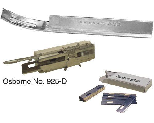 Makes a remarkably easy job of skiving vinyl and other materials. Increases both speed and accuracy.

This essential tool is fitted with a special stainless steel razor blade.

Ideal for restoration work.
