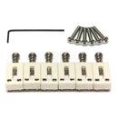 The PQ-8000-00 is a perfect upgrade or replacement set of saddles for your Strat or Tele style guitar. They have a center intonation screw and a 2 1/16" string spacing.

Included with the set is an extra set of slightly longer intonation screws to be used