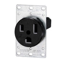 30 Amp, 250 Volt, NEMA 6-30R, 2P, 3W, Flush Mtg Receptacle, Straight Blade, Industrial Grade, Grounding, , Side Wired, Steel Strap, - Black