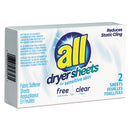 WL01  Free Clear Vend Pack Dryer Sheets, Fragrance Free, 2 Sheets/Box, 100 Box/Carton