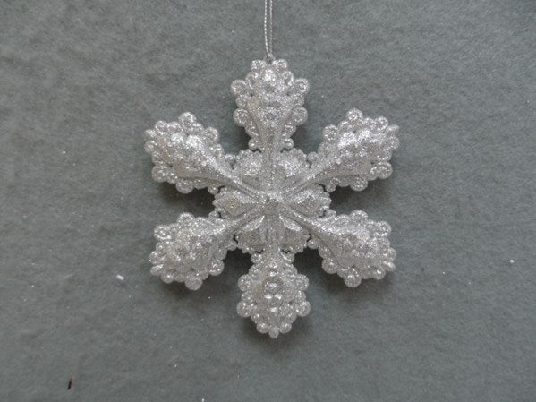 WL01  3PC Global Treasure Champagne Silver Snowflake Ornament