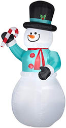 CCD-Gemmy Snowman with Candycane Christmas Inflatable Multicolored Fabric 71.65X64.17X144.09 in.;Length:30.5cm;Width:25.4cm;Height:3765cm