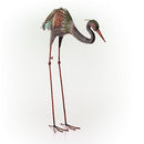 CCG-Alpine Corporation 30" Tall Outdoor Rustic Metal Bowing Crane Statue Yard Art Decoration;Length:66cm;Width:76.2cm;Height:1039cm