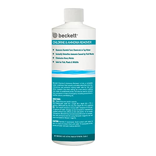 CCA-Beckett Corporation AMCR16 Chlorine and Ammonia Remover for New and Established Ponds, 1 Count (Pack of 1), clear;Length:6.4cm;Width:20.3cm;Height:454cm
