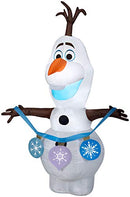 CCD-Gemmy Christmas Airblown Inflatable Frozen 2 Olaf Holding String of Ornaments Disney, 4 ft Tall