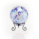 CCG-Alpine Corporation 8" Diameter Indoor/Outdoor Glass Gazing Globe with LED Lights and Stand, Blue/White;Length:20.3cm;Width:25.4cm;Height:317cm