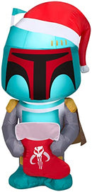 CCD-Gemmy Christmas Airblown Inflatable Inflatable Boba Fett with Stocking, 4 ft Tall, Green