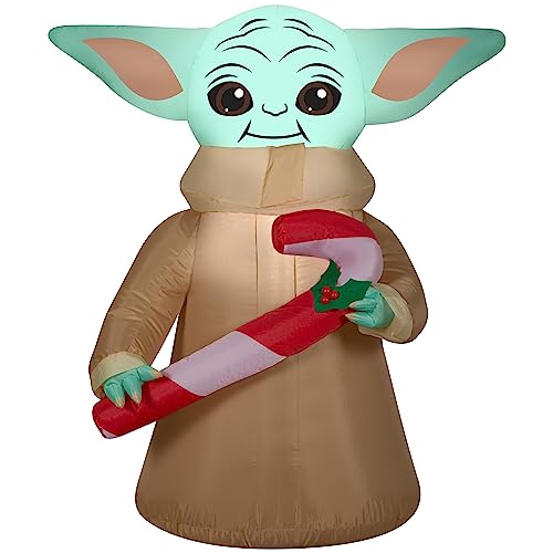CCD-Gemmy Christmas Airblown Inflatable The Child w/Candy Cane Star Wars, 3.5 ft Tall, Brown;Length:95cm;Width:107cm;Height:1270cm
