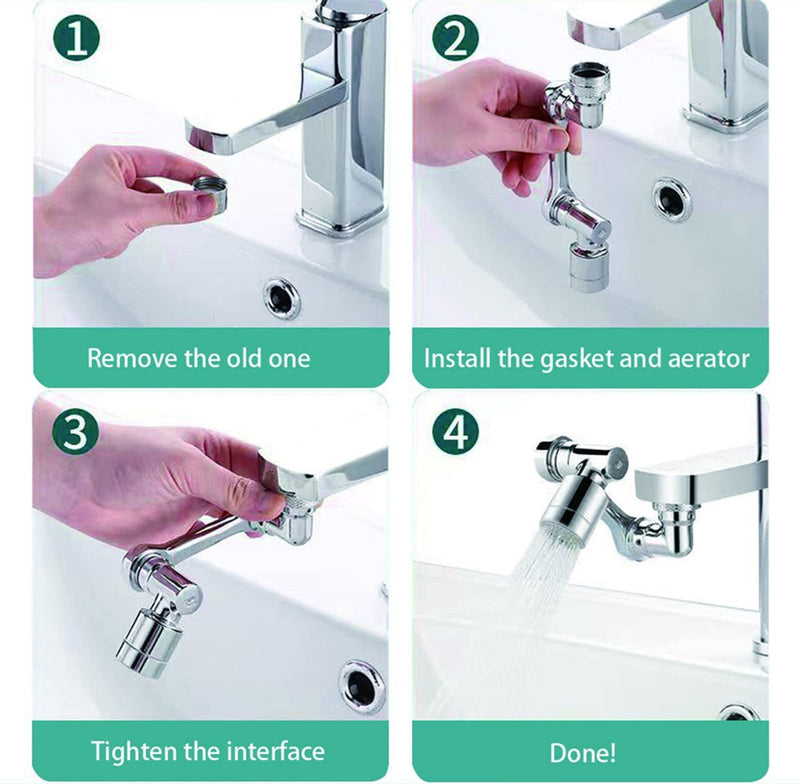 SK767-Universal Faucet Washbasin Multifunctional 1080 Degree Rotation Splash Proof