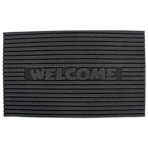 CCL-Non-Slip Outdoor/Indoor Flocked Doormat, 24x36", Heavy Duty Entry Way Shoes Scraper Patio Rug Dirt Debris Mud Trapper Waterproof-Welcome Charcol;Length:76.2cm;Width:1.3cm;Height:2223cm