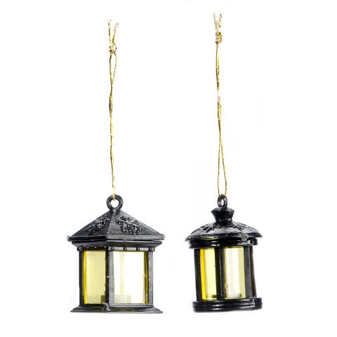 WL01  6PC Darice Set of 2 Miniature Black Lantern Ornaments