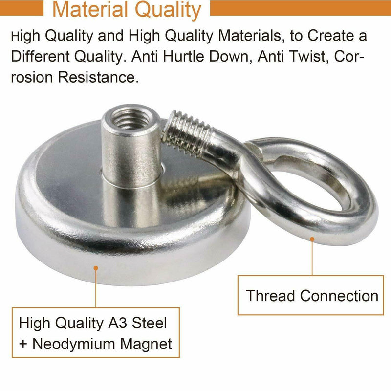 SK797-Fishing Magnet with Lifting Ring Magnetic Retrieving Lake Treasure Hunt Collects