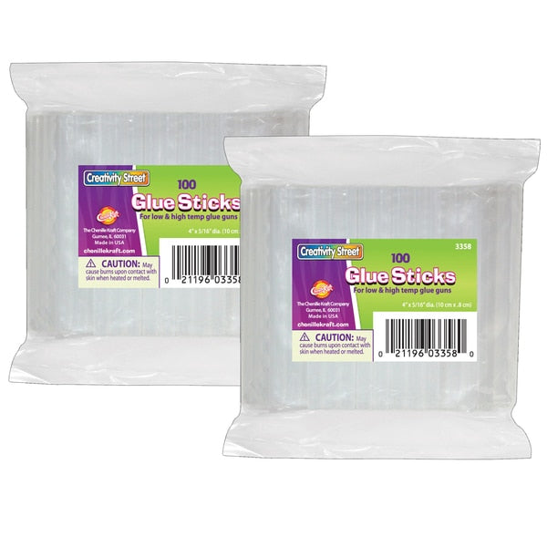 WL01 1PC Creativity Street Hot Glue Sticks Classroom Pack, Clear, 4in x 0.3125in, PK200