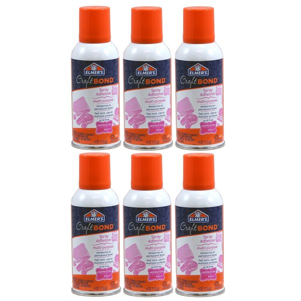 WL01 1PC Elmers Spray Adhesive, Clear, 6 PK