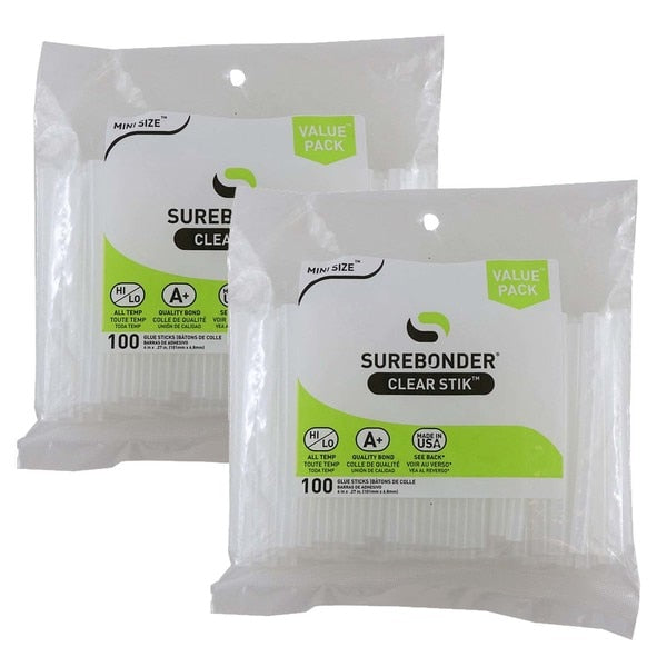 WL01 1PC Surebonder Mini Size 4in Clear Hot Glue Stick, Dual Temperature, PK200