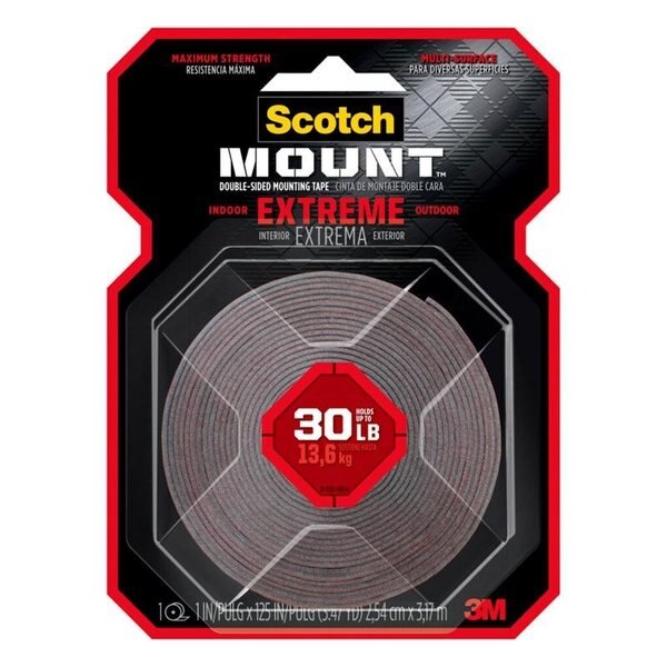 WL01 1PC Scotch 3M  Mount Double Sided 1 in. W X 125 in. L Mounting Tape Black