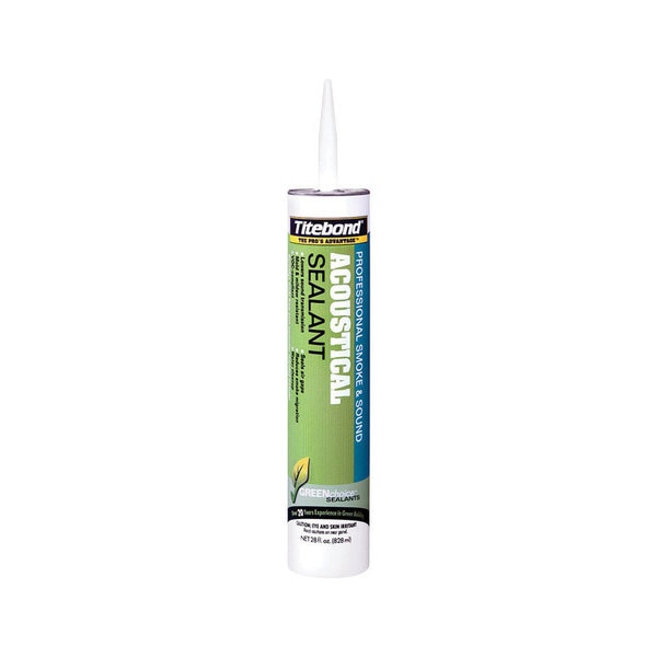 WL01 1PC Titebond Acoustical Smoke & Sound Caulk, 28 oz, Cartridge, White, Acrylic Base