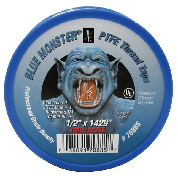 WL01 1PC Blue Monster PTFE Thread Sealant Tape, 1/2 in W x 1119 ft L, Med Density, Blue