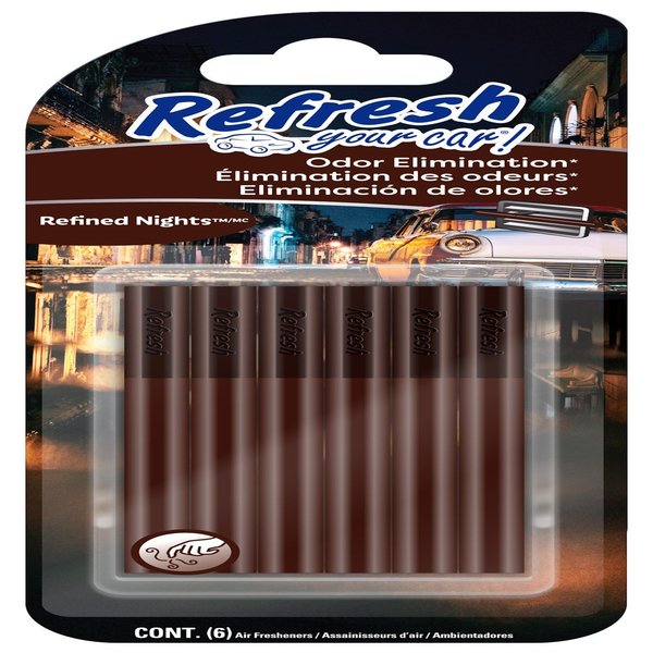 WL01 Refresh Your Car! Refined Nights Scent Car Vent Clip Solid 6 pk, 6PK