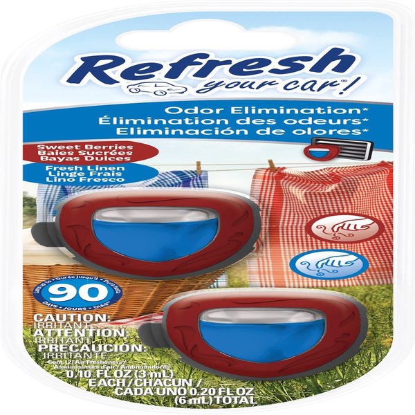 WL01 Refresh Your Car! Sweet Berry/Fresh Linen Scent Mini Car Diffuser 0.1 oz Liquid
