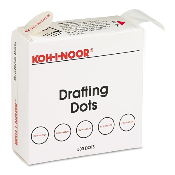 WL01 1PC Koh-I-Noor Adhesive Drafting Dots, White, 500 PK