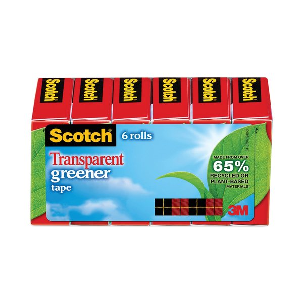 WL01 1PC Scotch Transparent Greener Tape, 3/4\"x90, PK6