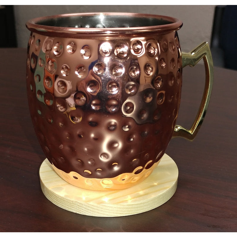 TTPY-Copper Moscow Mule Mug with Wooden Coaster