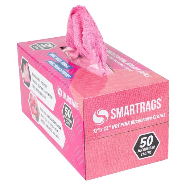 WL01 Box Microfiber Rags  Pink, 50PK