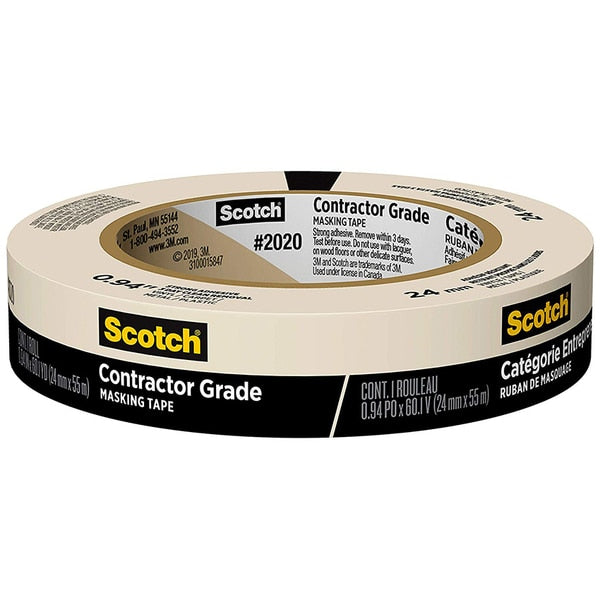 WL01 5PC Scotch .70\" x 60 Yds Tan Scotch Contractor Grade Masking Tape