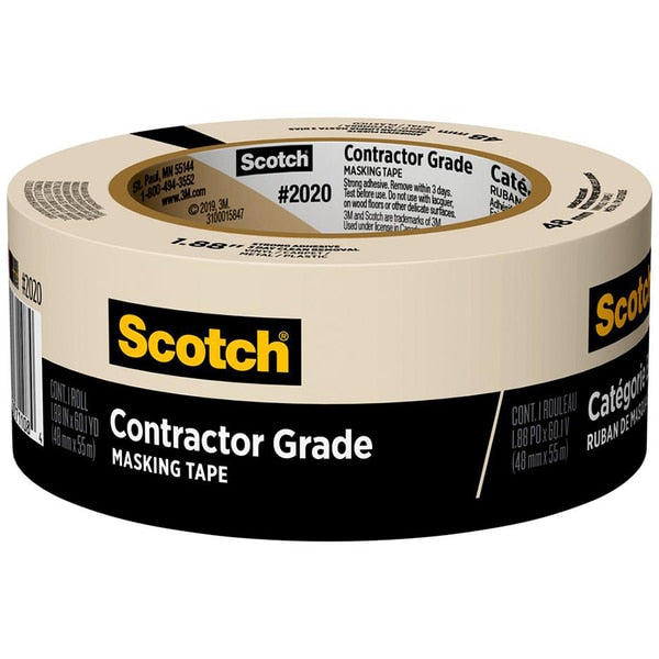 WL01 2PC Scotch 1.88\" x 60 Yds Tan Scotch Contractor Grade Masking Tape