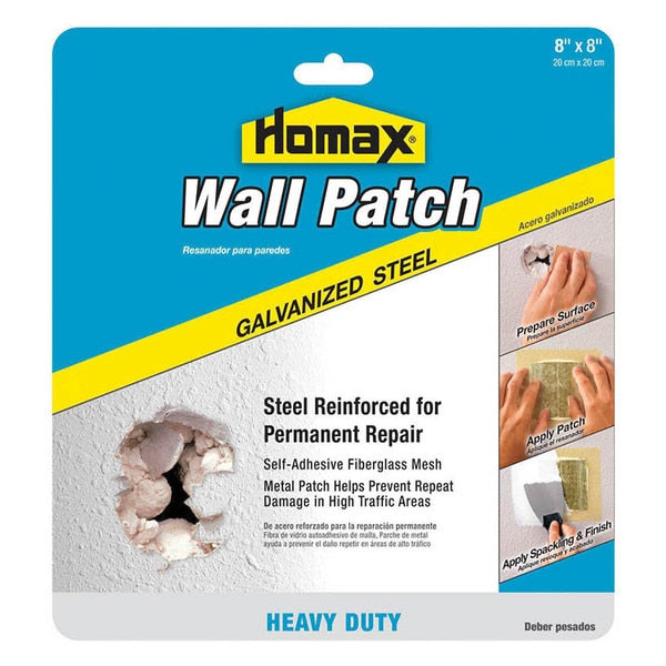 WL01 2PC Homax Self-Adhesive Wall Repair Patch, 8 in x 8 in, Silver