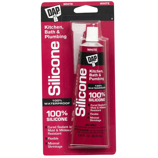WL01 2PC Dap Kitchen & Bath Sealant, 2.8 oz, Tube, White, Silicone Base