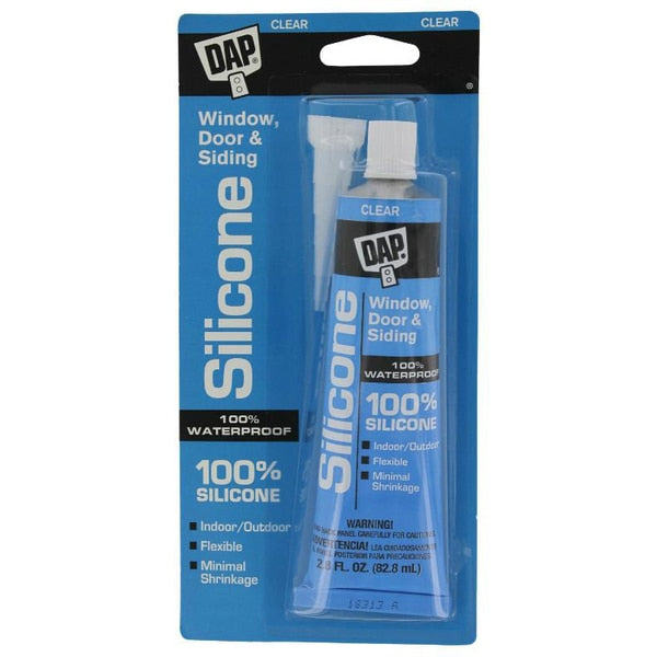 WL01 2PC Dap Sealant, 2.8 oz, Tube, Clear, Silicone Rubber Base