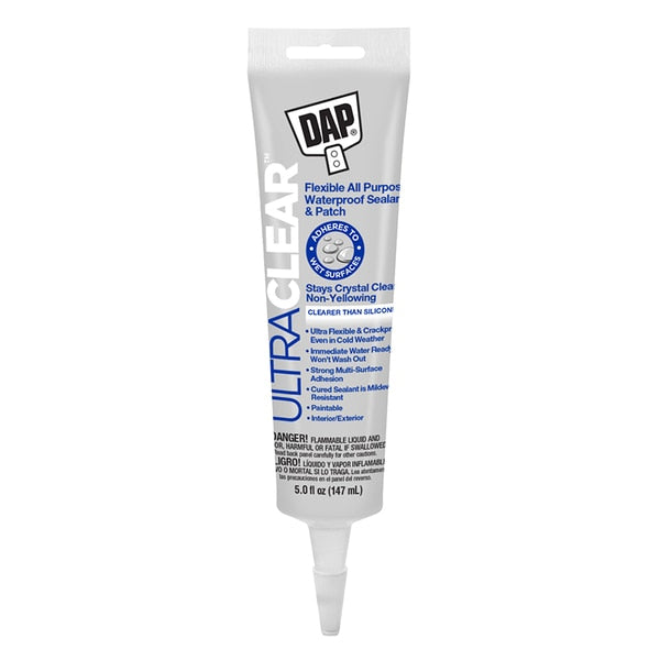WL01 1PC Dap Indoor & Outdoor Sealant, 5 oz, Tube, Crystal Clear, Liquid Rubber Base