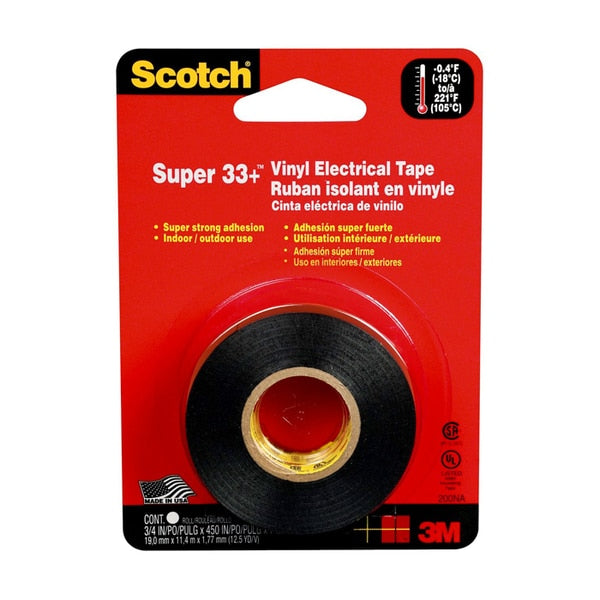 WL01 2PC Scotch 3/4\" x 12.5 Yds Black Scotch Super 33+ Vinyl Electrical Tape