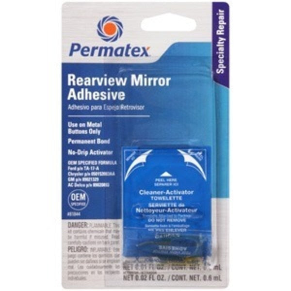 WL01 3PC Permatex Rearview mirror adhesive 2 part kit carded