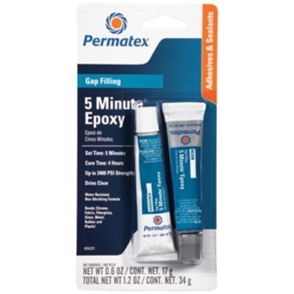 WL01 2PC Permatex Permapoxy 5 Minute General Purpose Clear .6oz Tubes, carded
