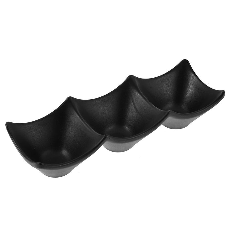 TTPY-Restaurant 3 Compartments Soy Sauce Mustard Wasabi Serving Dipping Dish Plate