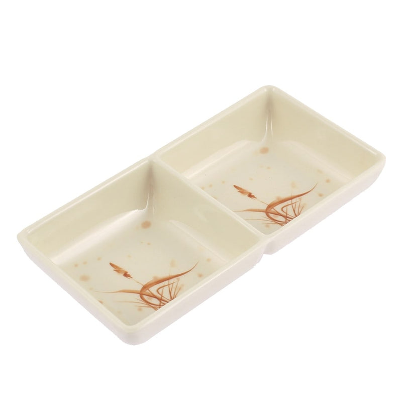 TTPY-Restaurant Grass Pattern 2 Compartment Sushi Wasabi Dipping Dish Plate