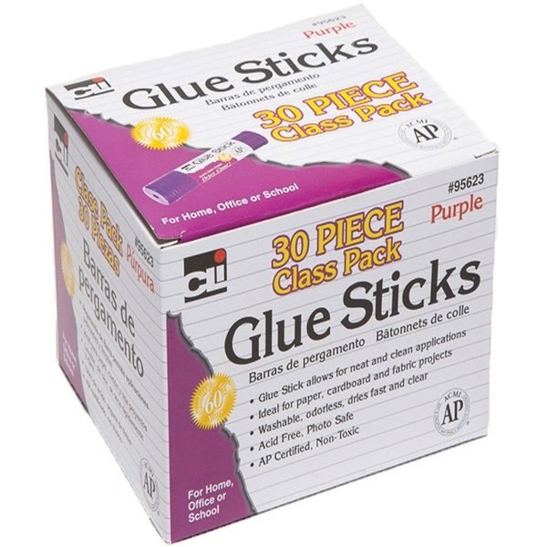 WL01 1PC Cli Glue Stick Class pack, .28oz., 30/BX, Purple PK