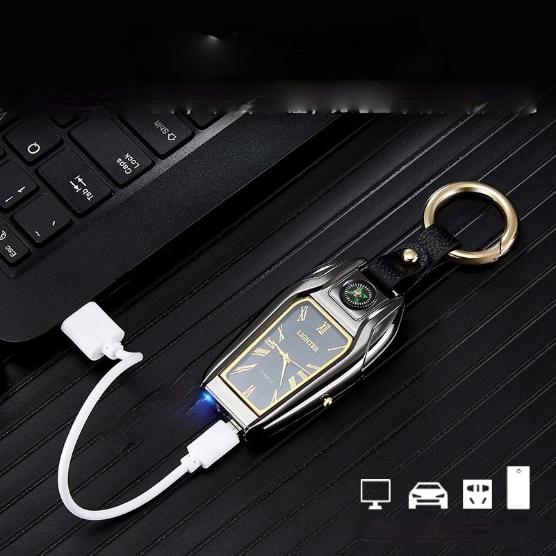 SK327-Compass Keychain Watch Arc Lighter