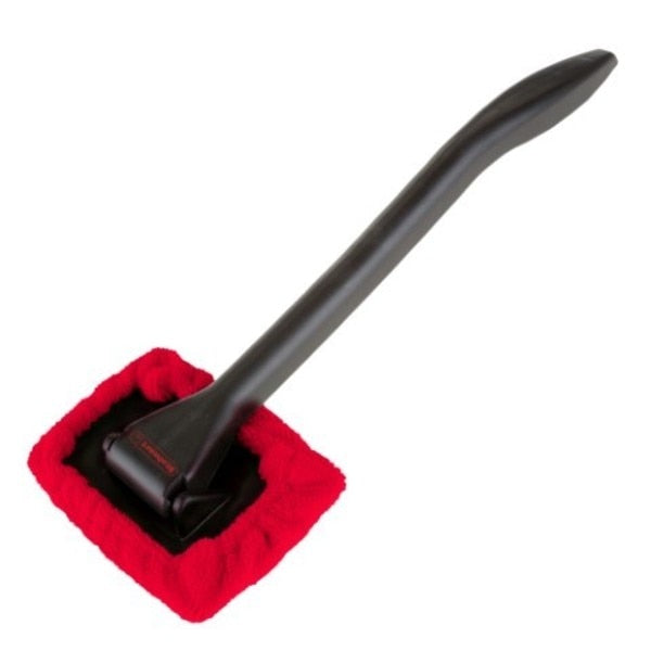 WL01 Windshield Cleaner with Microfiber Cloth, Handle, Pivoting Head, Glass Washer Tool for Windows, Red